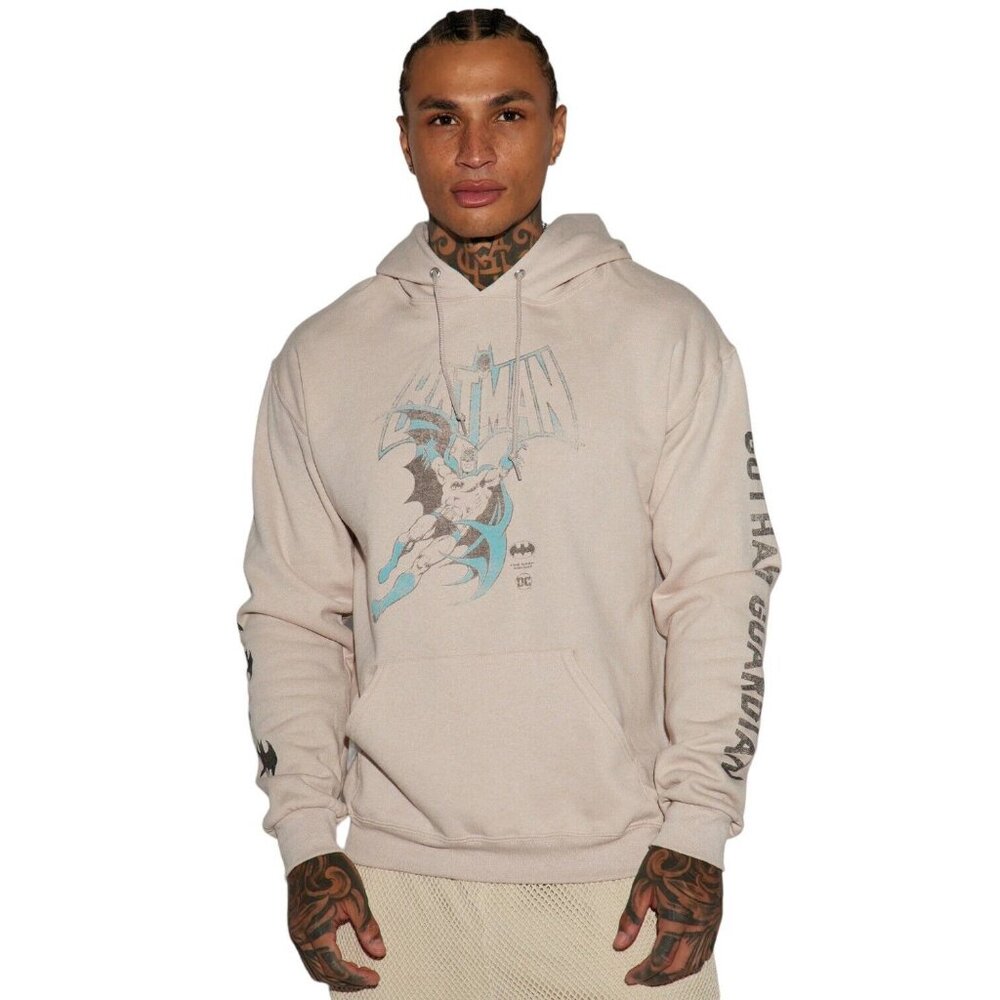 Vintage Batman Graphic Hoodie Sweater Beige Men's Size 3XL